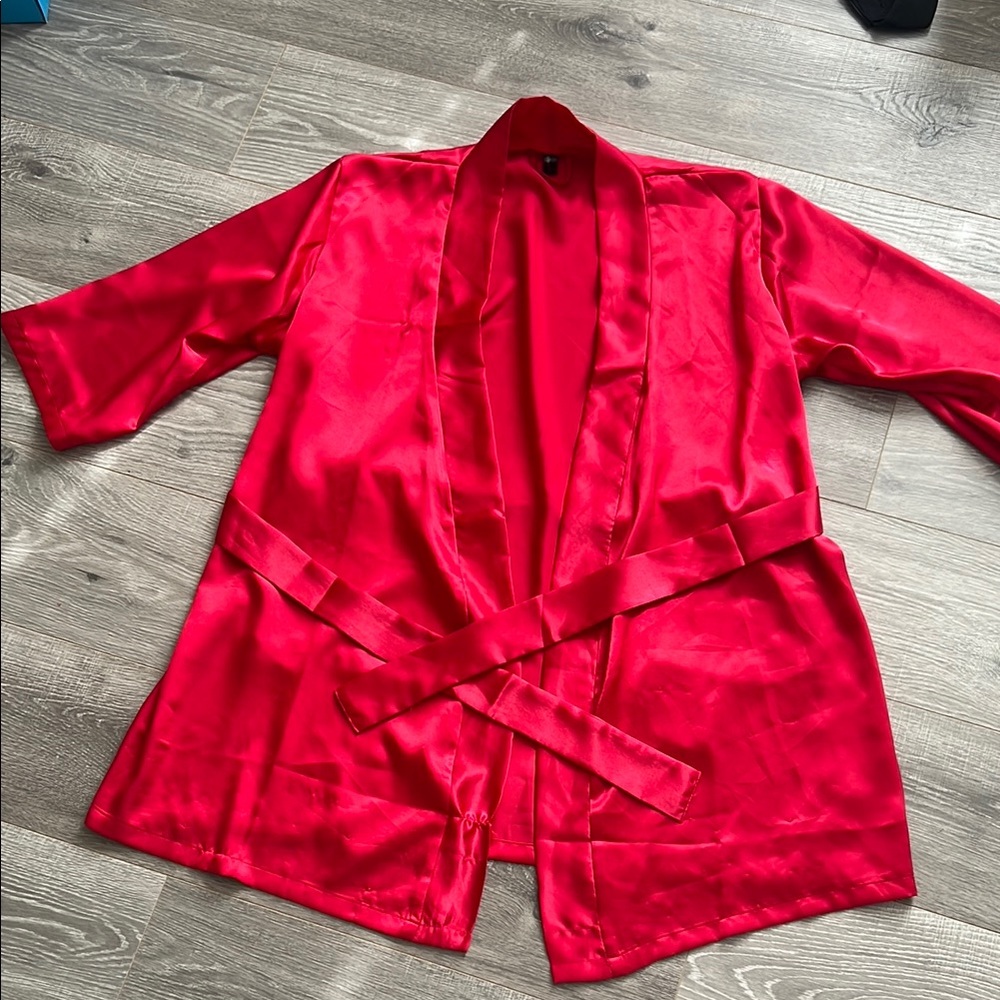 Women's Red Satin Robe